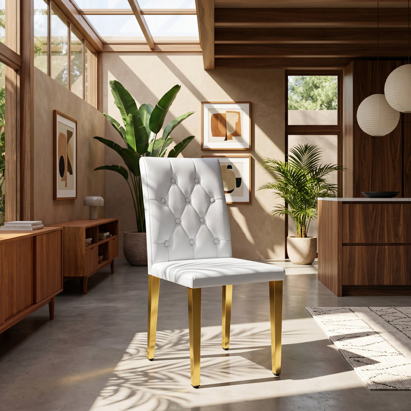 Chaises de salle à manger à pieds dorés en similicuir l 16,4 po x P 18 po x H Droom (ensemble de 4)