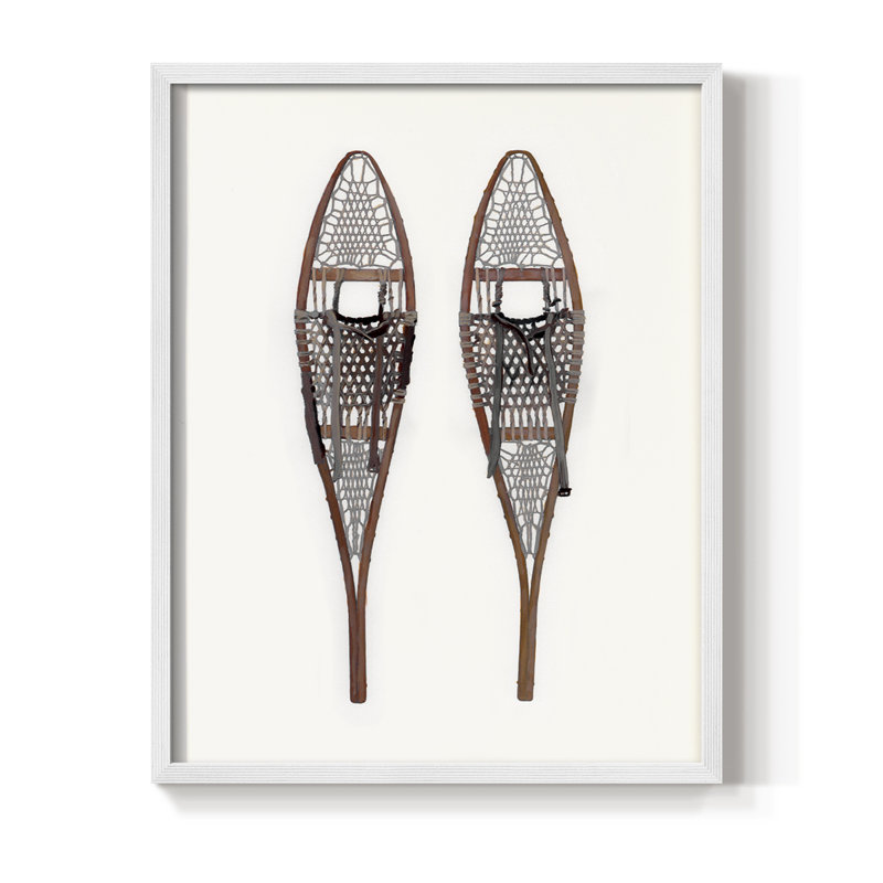 «Vintage Snowshoes», reproduction encadrée - bois massif, H 15 po x l 12 po, Blanc