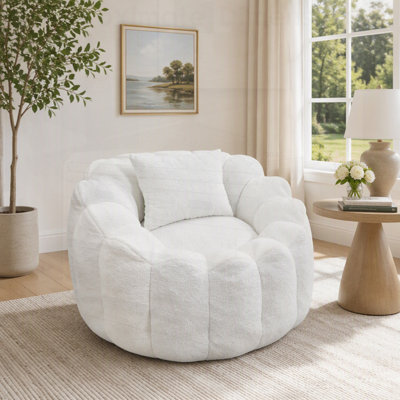 Pouf poire ultra doux en fausse fourrure pour adultes, canapé de lecture surdimensionné à motif floral pour une détente confortable