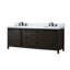 Meuble-lavabo double blanc 84 po X P 22 po D, comptoir en quartz gris et robinet-117970814-117970817