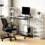 Bureau mobile noir debout avec prises de courant, bureau à roulettes pour ordinateur portable réglable en hauteur avec plateau inclinable-1768525534