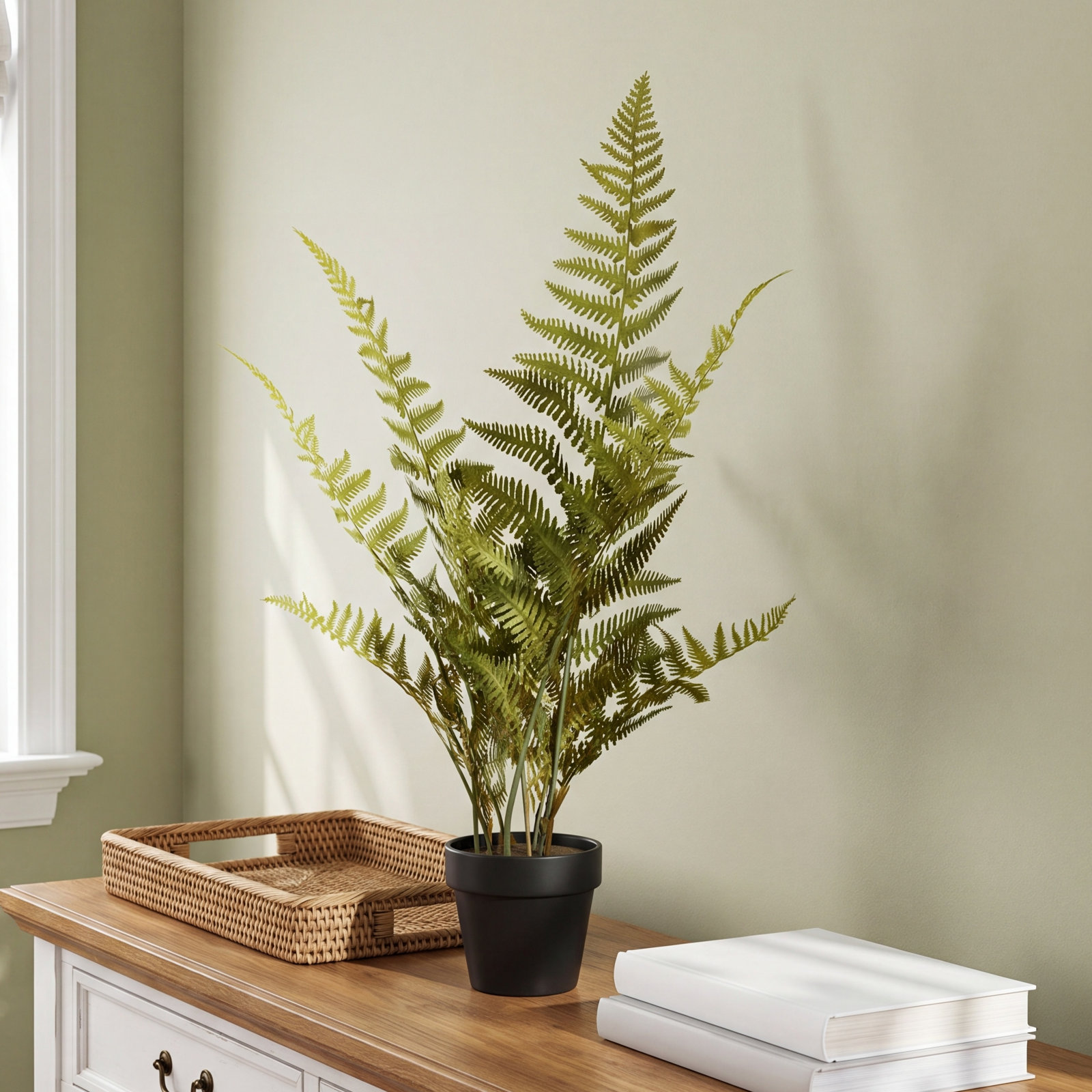 Faux Fern Plant in Pot, 27" H x 16" W x 16" D