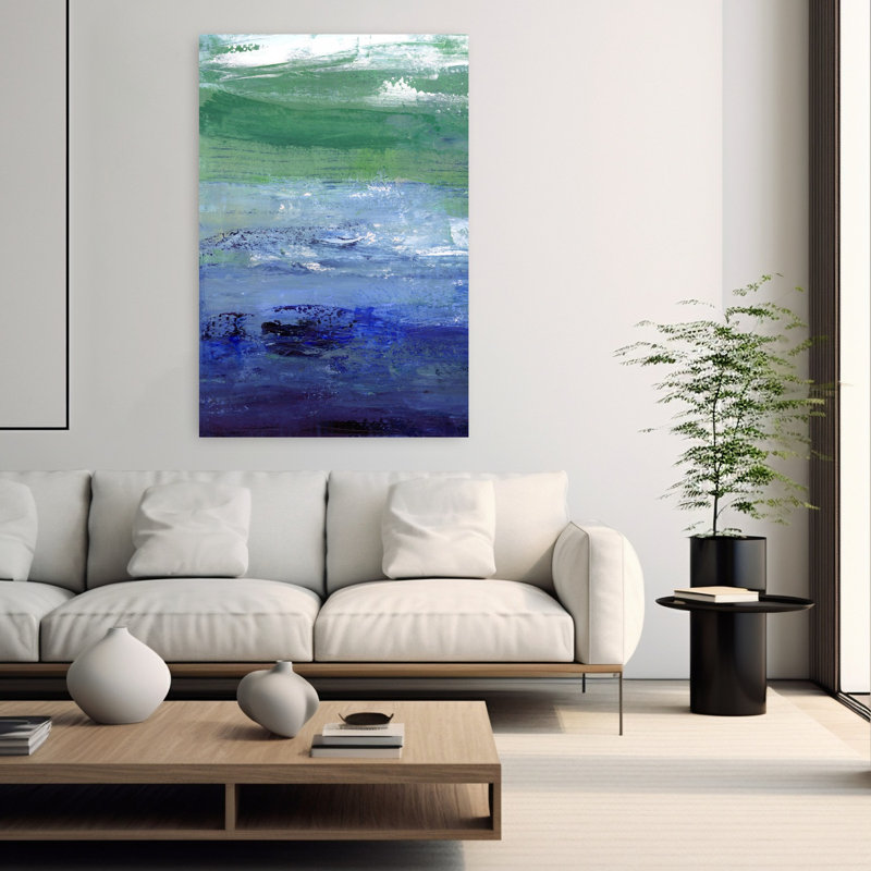 Contemporary Art Abstract Colorful Modern Ocean Seascape Wall Art 1 Piece Wrapped Canvas Wall Art, 152.4 cm H x 101.6 cm W