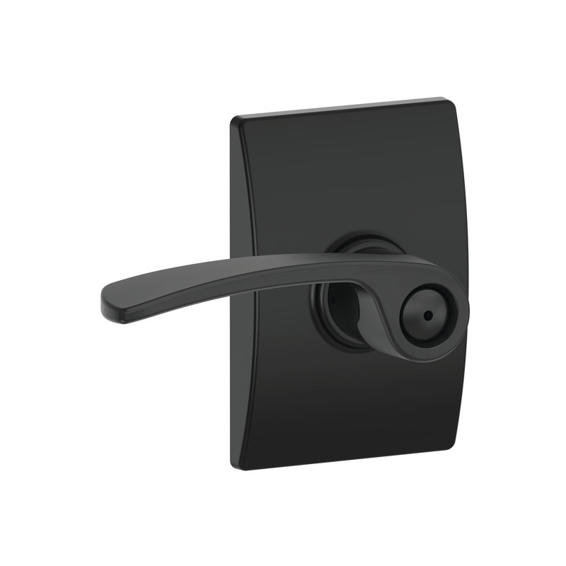 Merano Privacy Door Lever with Century Rosette, Matte Black