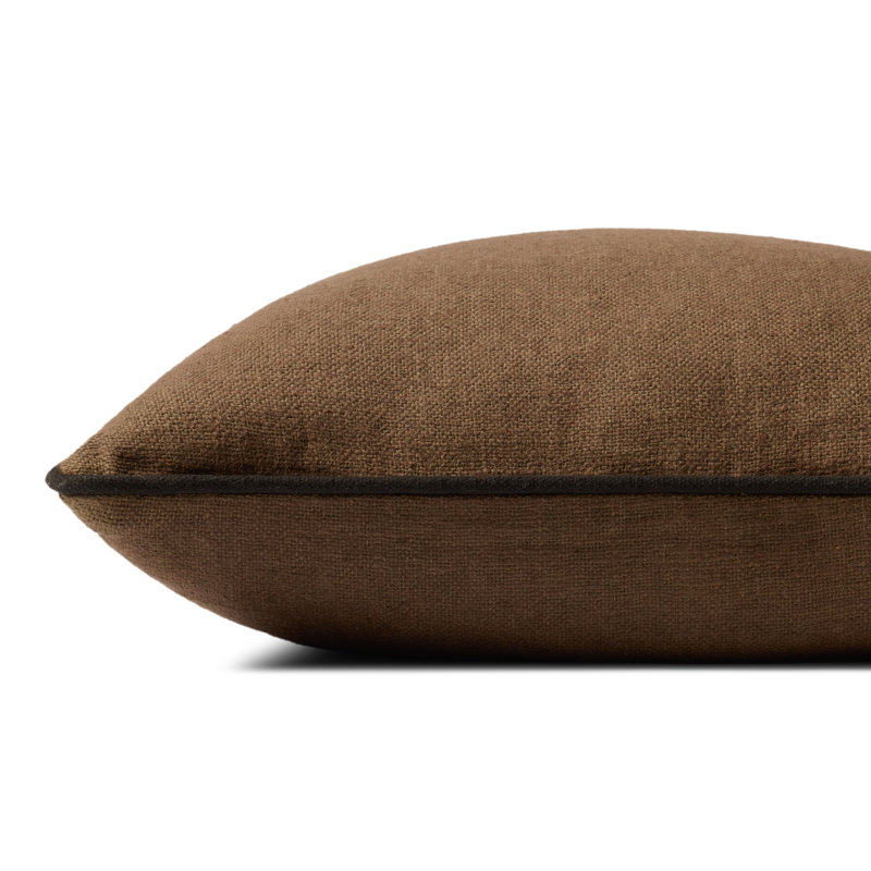 Coussin décoratif Jeremiah Brent x Loloi Hudson, Carré H 20 po x l 20 po, Housse seulement, Brun / noir