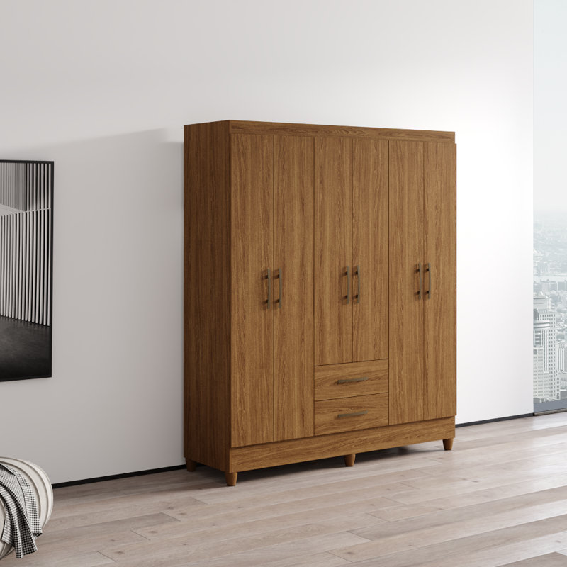 Armoire Panama 60,2 "avec tablettes réglables, tringle, Naturel