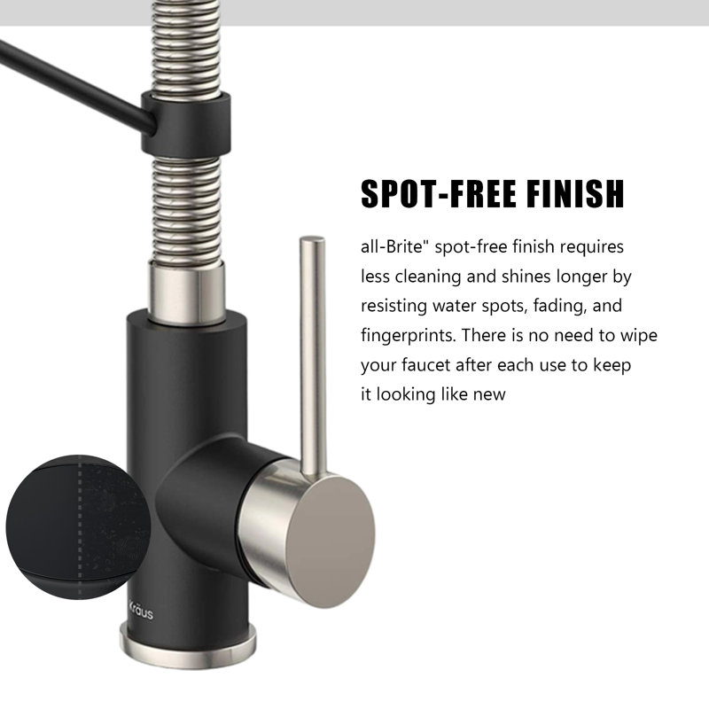 Single Handle Kitchen Faucet 2-Function Sprayer Pull Down Kitchen Faucet, Chrome/Matte Black