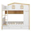 Lit superposé avec garde-corps en forme de maison et lit gigogne, lit superposé en bois avec tablettes de rangement-354114525