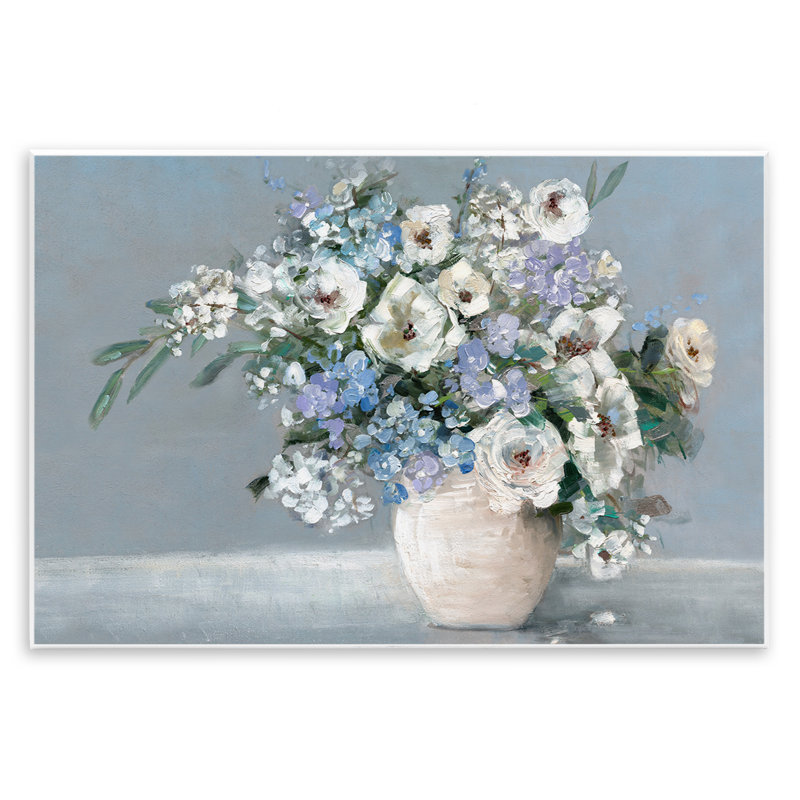 Élégante plaque murale «Blooms on Blue», design par Sally Swatland, H 10 po x l 15 po