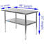 Table de préparation en acier inoxydable. Table de travail en métal de calibre 18 avec tablette inférieure. NSF-1763680960