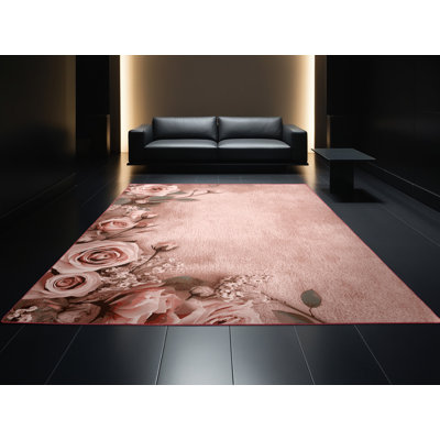 Tapis beige moelleux moelleux à motif abstrait moderne et contemporain Everitt Valentines