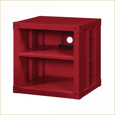 Cargo Blue Industrial Nightstand with USB &amp; Open Storage