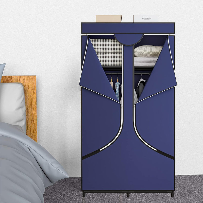 Porte-penderie portatif en métal non-tissé, Bleu