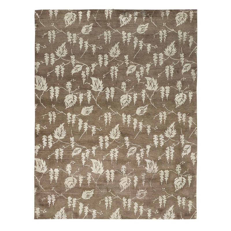 Deciduous Floral Area Rug in Brown, Rectangle 6' x 8'6"