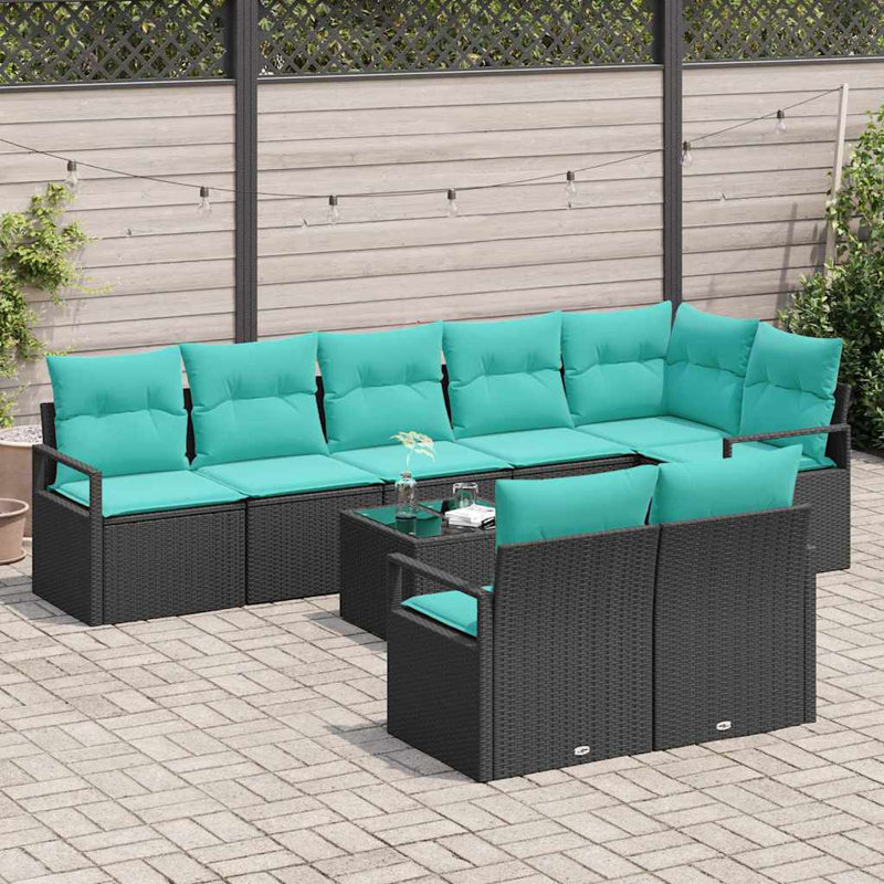 Ensemble de canapé 9 pièces vidaXL, Coussin bleu / cadre noir