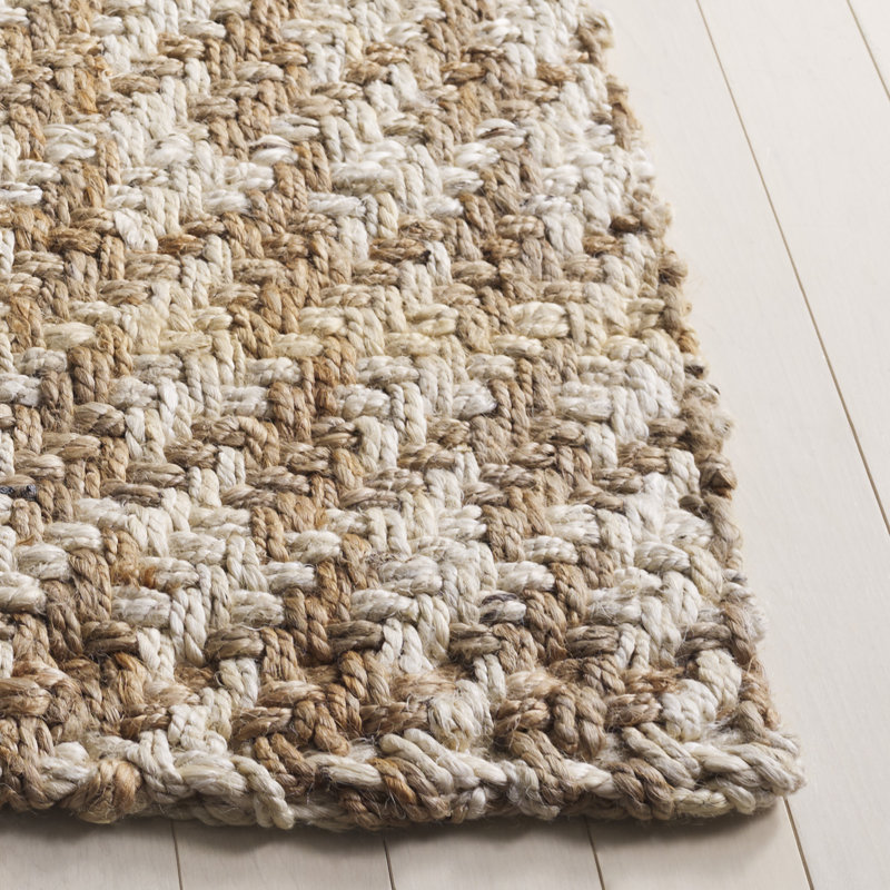 Natural Fiber Handwoven Jute Houndstooth Rug, Rectangle 5' x 8'