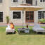 5 PCS L Shaped Modular Garden Sectional Sofa Set with Coffee Table Garden Lounge Set with Cushions