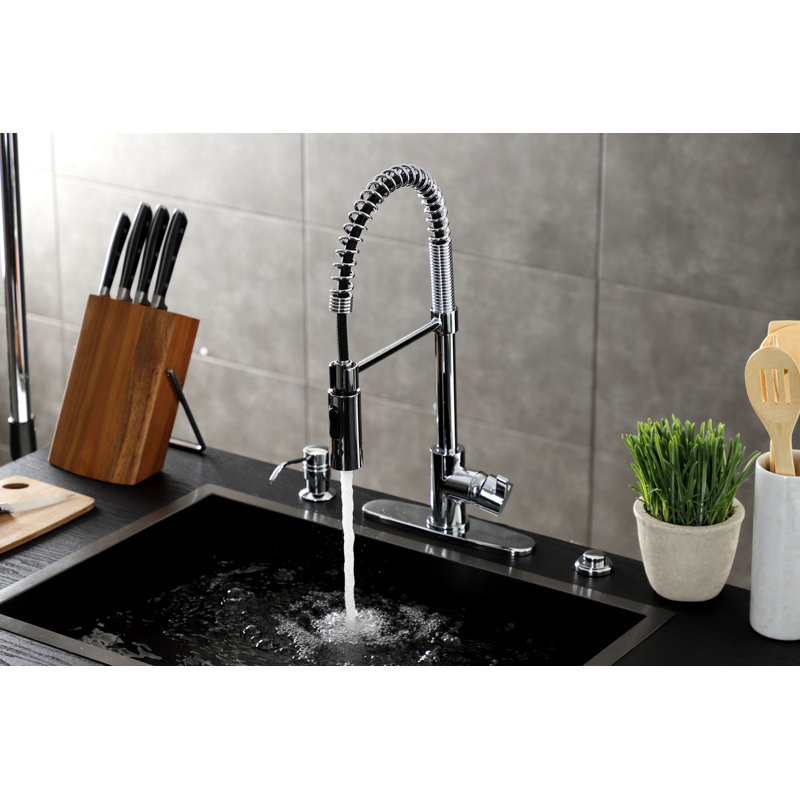 Robinet de cuisine monocommande à 1 trou à fixation sur comptoir Kingston Brass Continental, Chrome poli
