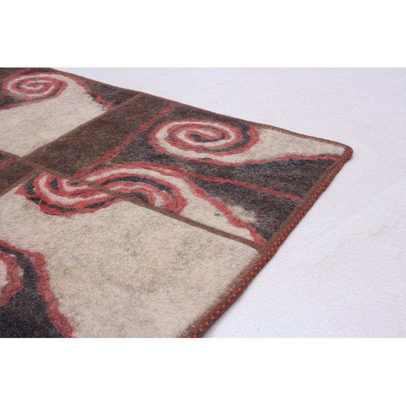 Tapis de zone en laine noué la/rouge 5 pi 3 po x 7 pi 8 po one-of-kind-the main Som
