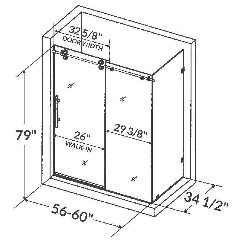 Cabine de douche à charnière Ultra-D 56 "x 79", Nickel brossé