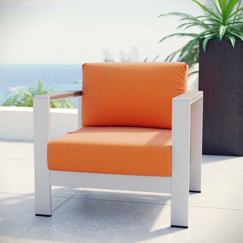 Shore Outdoor Patio Aluminum Armchair, Orange