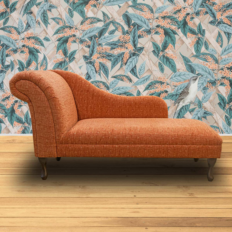 Upholstered Chaise Lounge, Orange