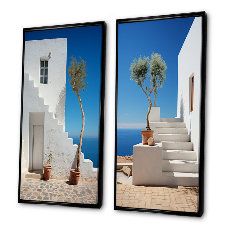 Coastal Dream Retreat - Ensemble de 2 décorations murales bord de mer, Cadre flottant noir, H 28 po x l 25 po