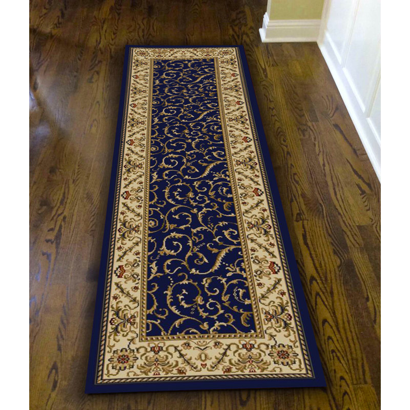 Tapis bleu area Denton, Tapis de couloir 2 pi 2 po x 7 pi 7 po