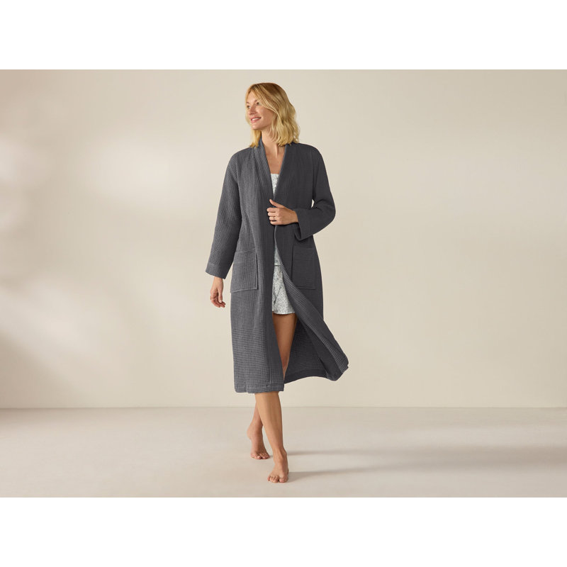 Unisex Organic Waffle Robe Fog, Large/XLarge, Shadow