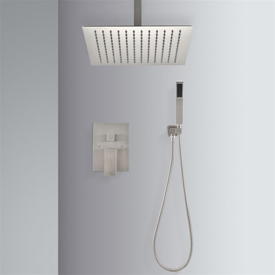 Ensemble de système de douche de plafond avec douche à main et pomme de douche 16 po
