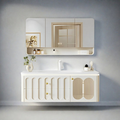 French cream style rest room bathroom cabinet