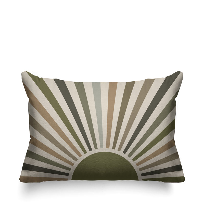Coussin décoratif intérieur / extérieur Boho Sunburst, Vert