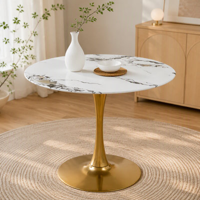 Table de salle à manger tulipe 34,65 po Marble Vein