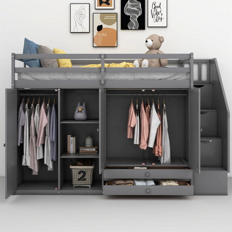 Jaico Twin Loft Bed With Wardrobes