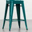 4 4 tabourets de comptoir en métal 24 po - look industriel avec croisillon bleu sarcelle - hauteur 24 po - bleu, style moderne, dossier incurvé pour plus de facilité, repose-pieds relaxant, conception stable