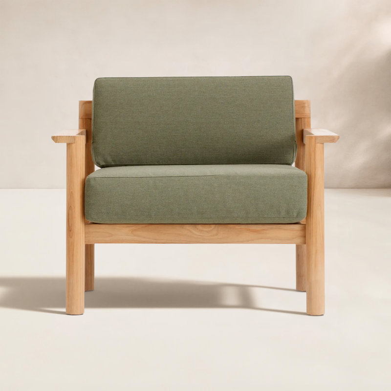 Haven Outdoor Teak Armchair, Sunbrella Leaf