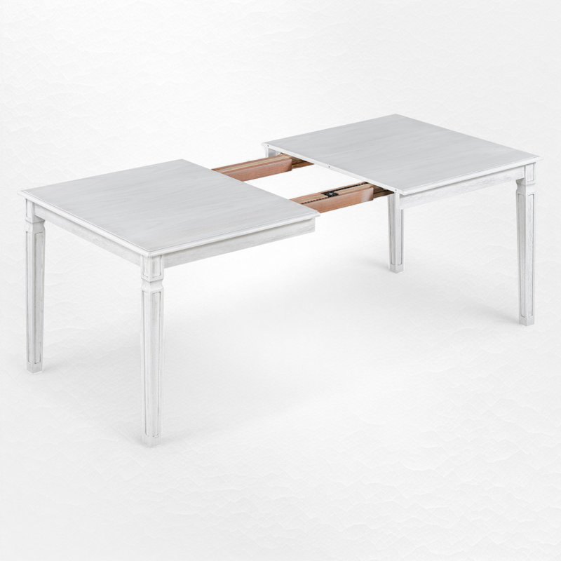 Ensemble de salle à manger extensible 6 pièces avec banc, Blanc délavé