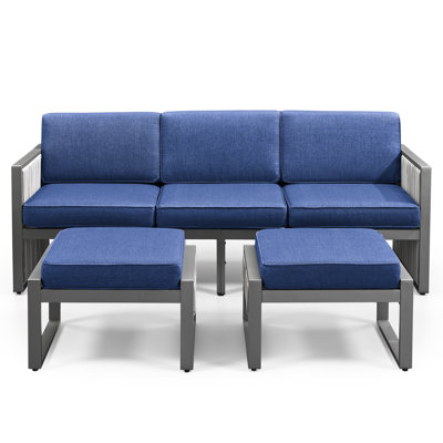 Trinie Outdoor Patio Sofa With Cushions by Latitude Run