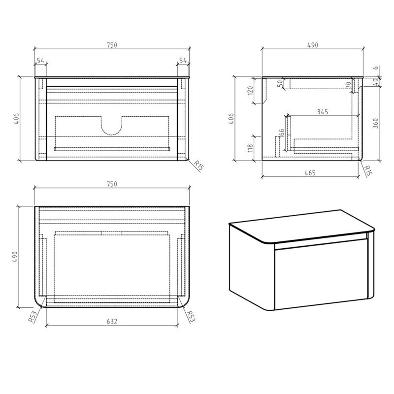 750cm Single Bathroom Vanity Base Only in White, White, White