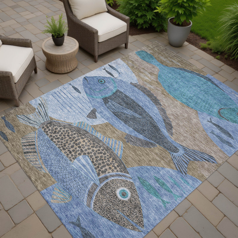 Machine Washable Indoor/Outdoor Chantille ACN2447 Coastal Rug, Taupe, 2'6" x 3'10"