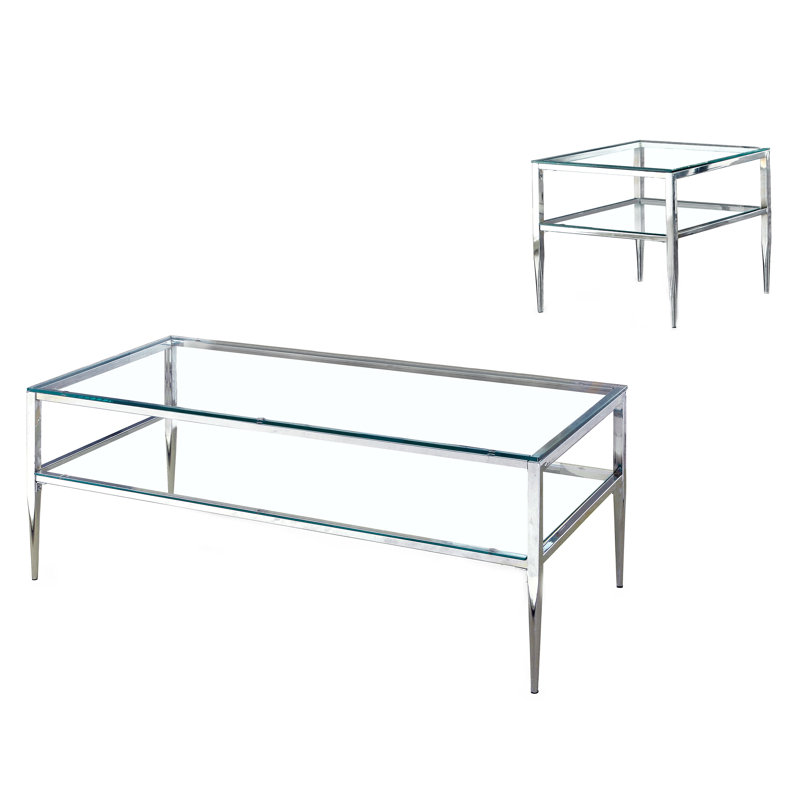 Taliyah 2 - Piece Glass Top Living Room Table Set, Chrome