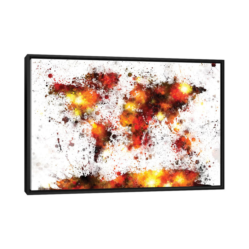 Série de carte du monde : phénomènes solaires, impression sur toile tendue, Toile avec cadre noir, Pas de tapis