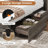  Farmhouse Queen Bed Frame with Charging Station, LED Lights and 4 Storage Drawers, No Box Spring Needed, Gray-1370590948-1370590944