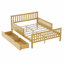 Lit plateforme double en bois naturel avec garde-corps double et 2 tiroirs de rangement-195740976-195740988