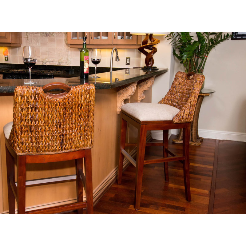 Dalontae Upholstered Counter Stool with Solid Wood Frame, Sienna