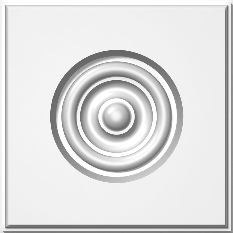 White PVC Bullseye Rosette with Beveled Edge, 6" x 6"