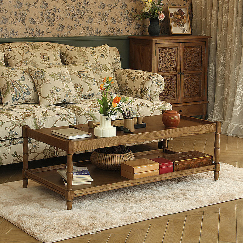 American-style double-layer storage coffee table