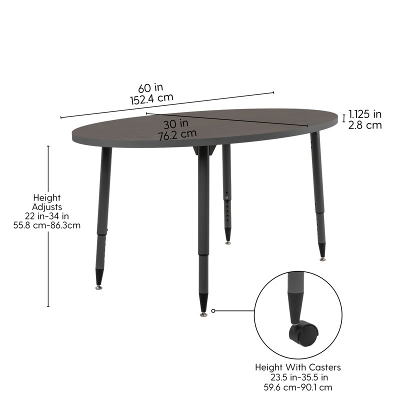 Table d'activité thermofusionnée 30 x 60 avec pieds fuselés réglables Adapte, Mer du nord, Strandz cosmique