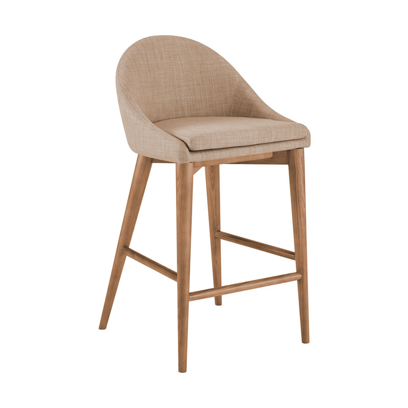Tabouret de comptoir et de bar Prescott, Brun clair, Tabouret de comptoir (siège d'une hauteur de 26,4, Noyer brun