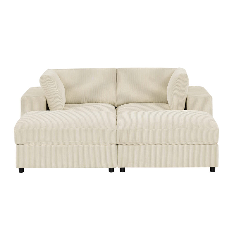 Belltrail Corduroy Upholstered Modular Sectional, Beige Corduroy